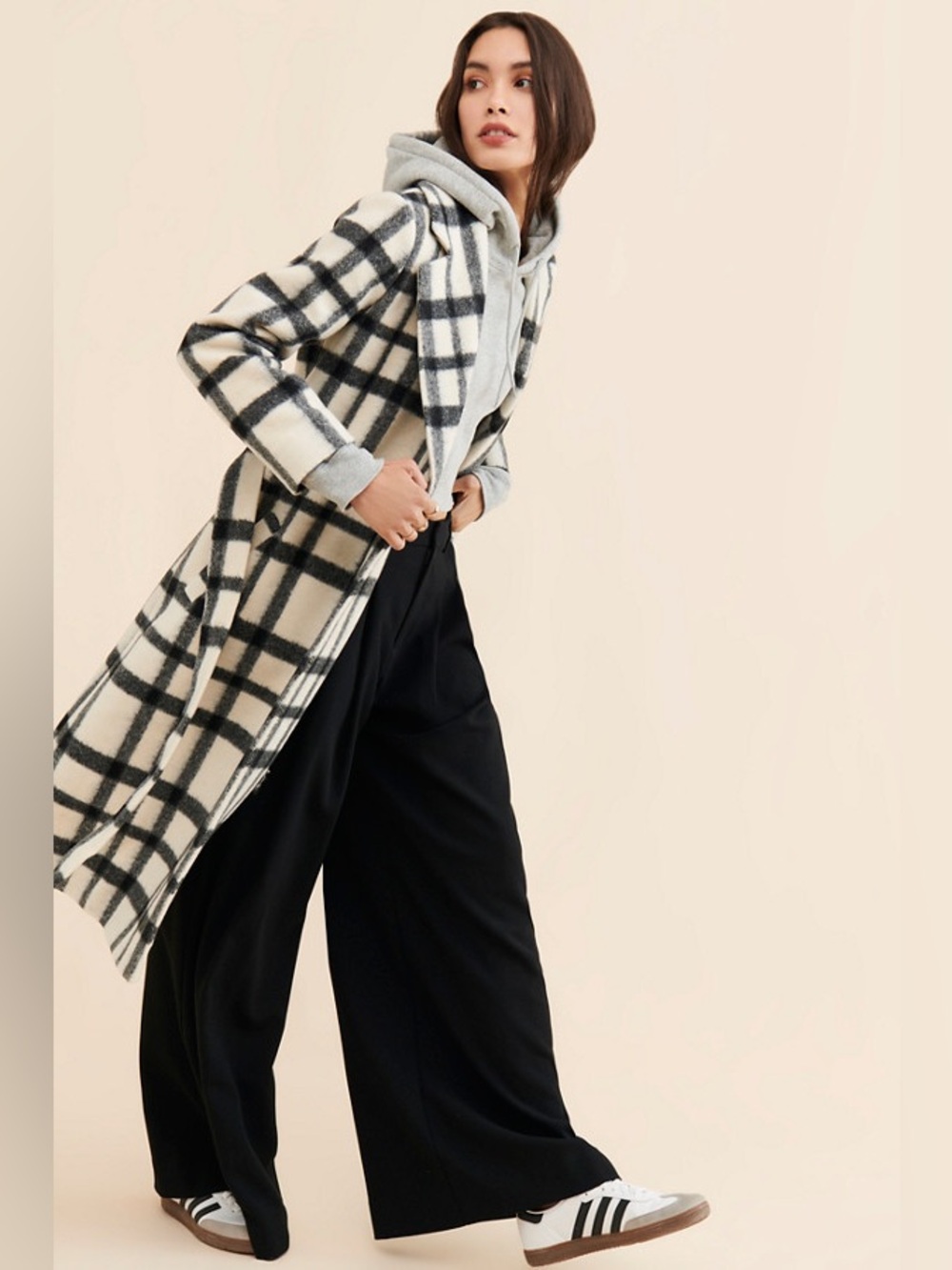 Hutch Plaid Tie-Front Overcoat